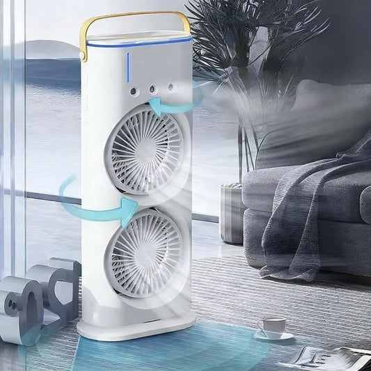 MINI VENTILATEUR A CLIMATISATION RECHARGEABLE DOUBLE VENTILO